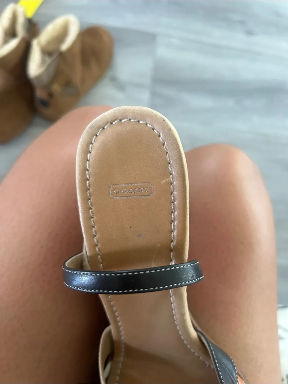 Coach Leather Multi-Tone Strappy Wedge Sandals Sz 9 B